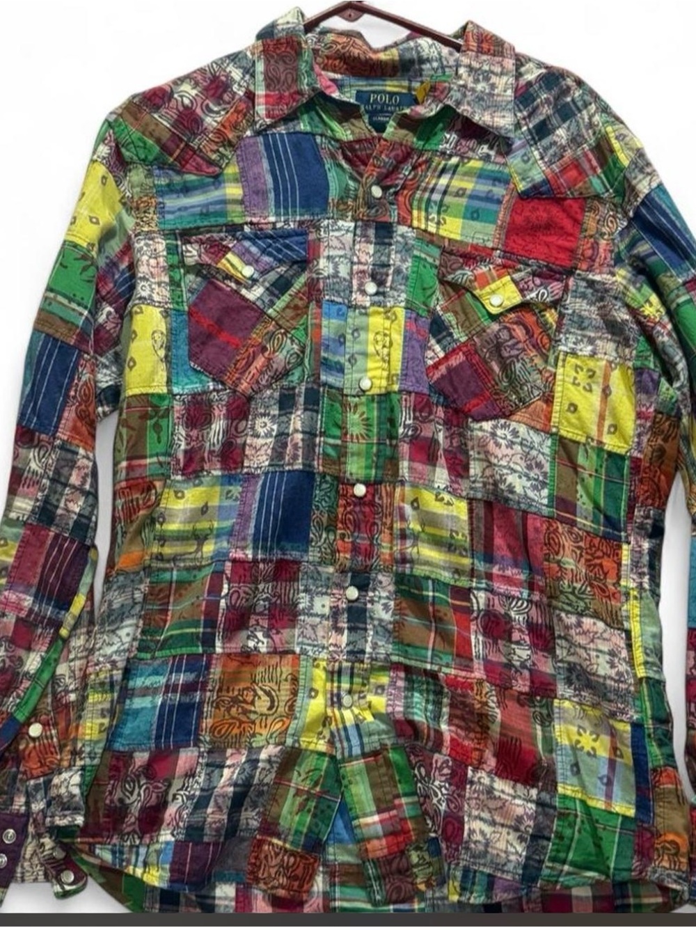Polo Ralph Lauren Patchwork
Madras plaid Long Sleeve Camp Shirt
